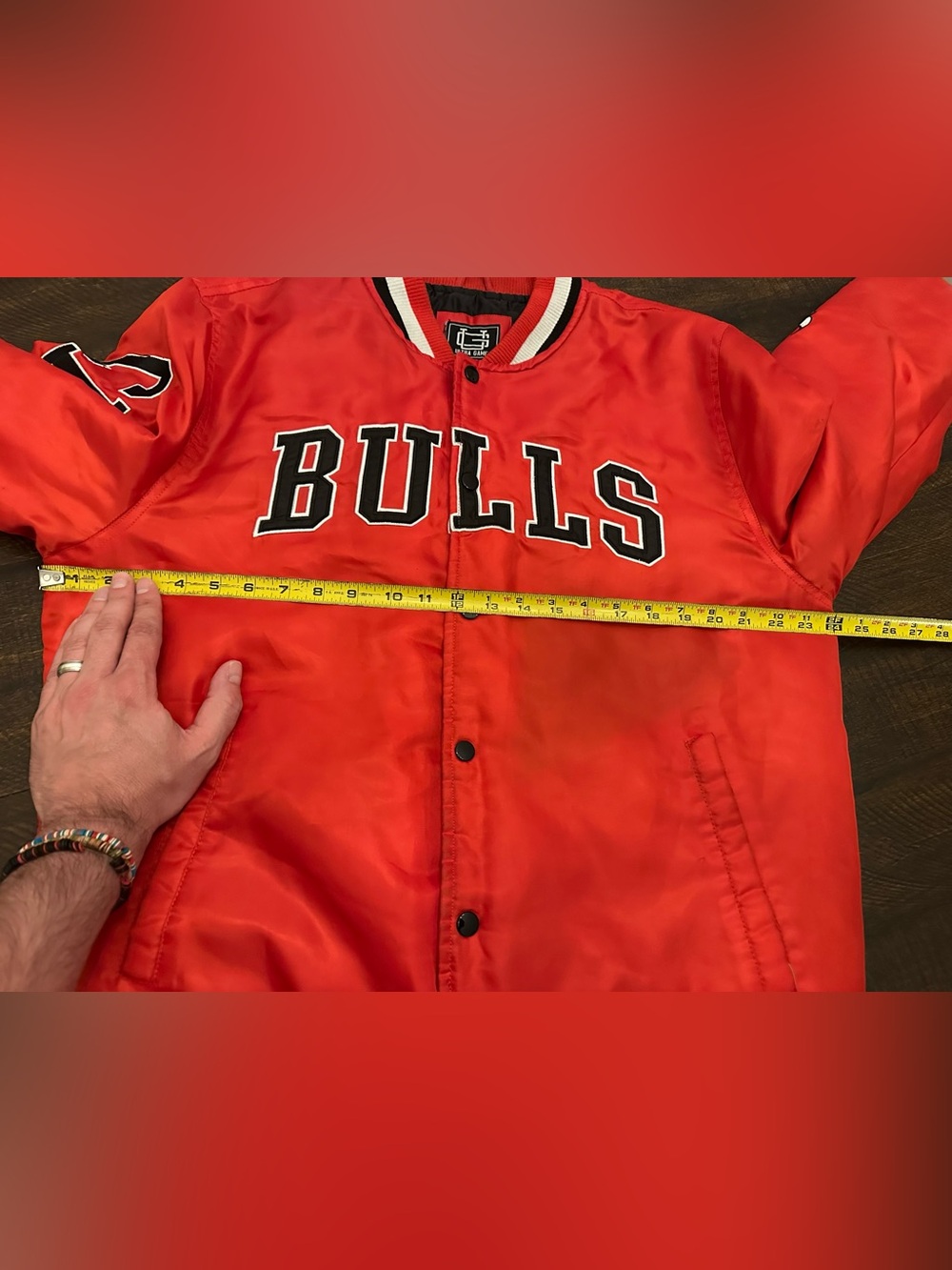 NBA Ultra Game Men's L Chicago Bulls Bomber Varsity Snap Up Jacket - Picture 6 of 14